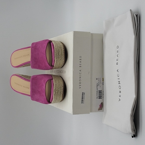 674- Veronica Beard Dali Espadrilla Hot Pink Suede Size 8.5 NWT - Picture 7 of 12